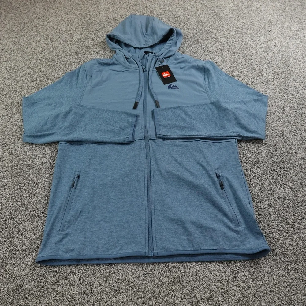 NEW Quiksilver Jacket Mens L Blue DryFlight Full Zip Skate Surf Windbreaker Coat